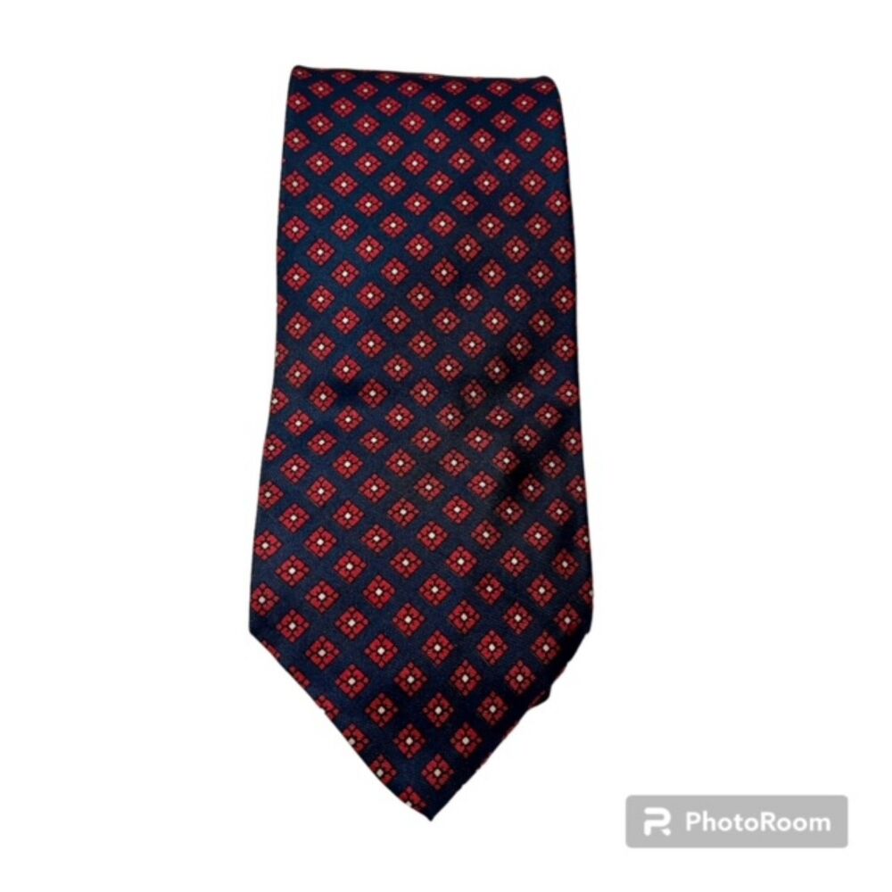 Sims Ltd Vintage Red Black Printed Silk Neck Tie